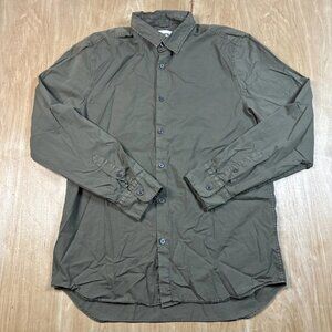 Buck Mason Army Green Button Up Long Sleeved Shirt Size Medium Classic